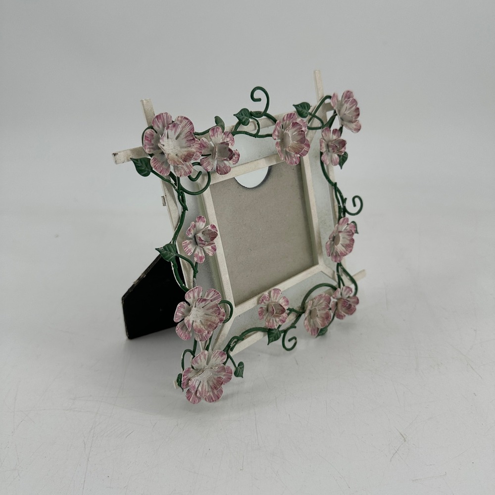 Malden International Designs Floral Trellis Picture Frame Pink White Metal 6602-